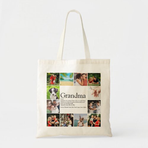Grandma Grandmother Definition 12 Photo Collage Tote Bag