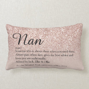 Grandma Grandmother Definition Rose Gold Glitter Lumbar Pillow