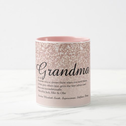 Grandma Grandmother Definition Rose Gold Glitter Mug