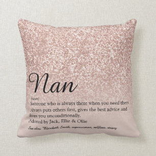 Grandma Grandmother Definition Rose Gold Glitter Throw Pillow