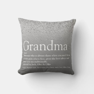 Grandma Grandmother Definition Silver Glitter Throw Pillow