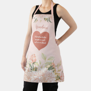 Grandma Grandmother Quote Watercolor Pink Floral Apron