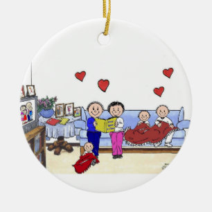 Grandma & Grandpa, 3 Children Ceramic Ornament