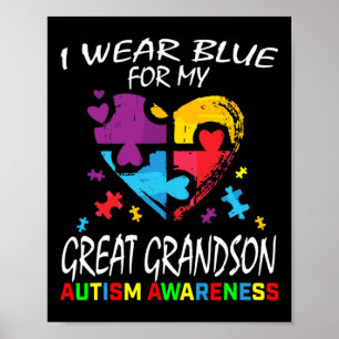 Grandma Grandpa Blue For My Great Grandson Autism  Poster