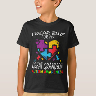 Grandma Grandpa Blue For My Great Grandson Autism  T-Shirt
