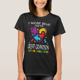 Grandma Grandpa Blue For My Great Grandson Autism T-Shirt