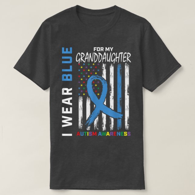 Grandma Grandpa Blue Granddaughter Autism Awarenes T-Shirt (Design Front)