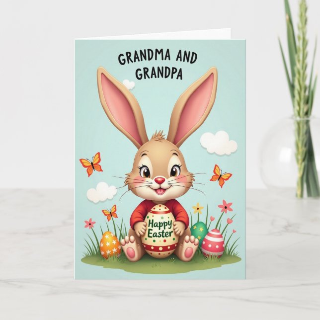 Grandma Grandpa Easter Bunny Card (Front)