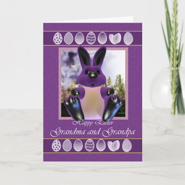 Grandma & Grandpa Easter Card, with Easter Bunny Holiday Card (Front)