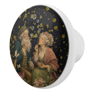 Grandma Grandpa Fantasy Bubbles Ceramic Knob