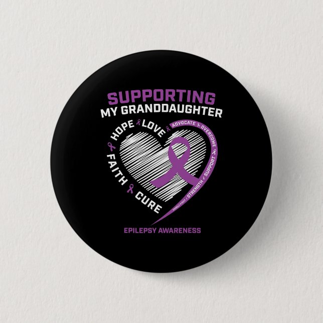 Grandma Grandpa Gift Purple Granddaughter Epilepsy Button (Front)