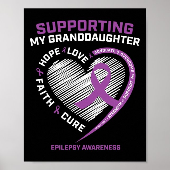 Grandma Grandpa Gift Purple Granddaughter Epilepsy Poster (Front)