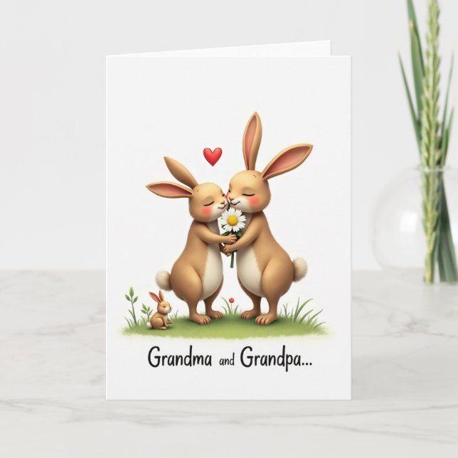 Grandma Grandpa Hugs Love Card (Front)