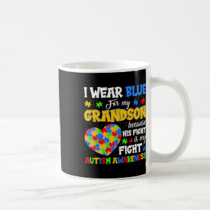 Grandma Grandpa I Wear Blue For My Grandson Autism Coffee Mug