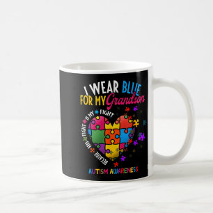 Grandma Grandpa I Wear Blue For My Grandson Autism Coffee Mug