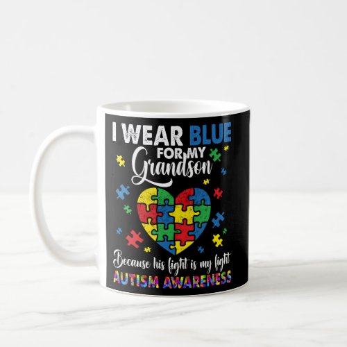 Grandma Grandpa I Wear Blue For My Grandson Autism Coffee Mug