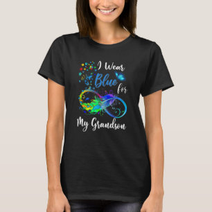 Grandma Grandpa I Wear Blue For My Grandson Autism T-Shirt