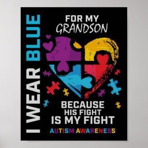 Grandma Grandpa I Wear Blue For My Grandson Poster