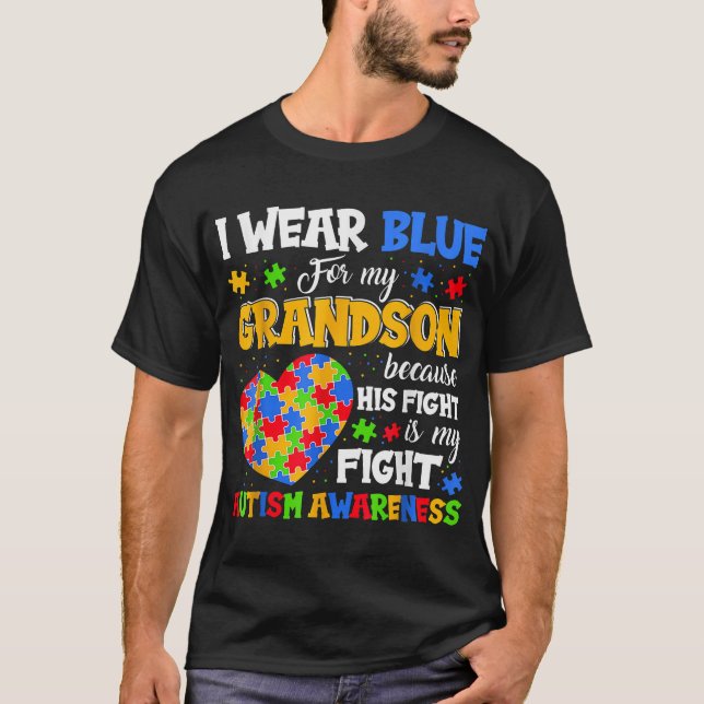  Grandma Grandpa I Wear Blue For My Grandson T-Shirt (Front)