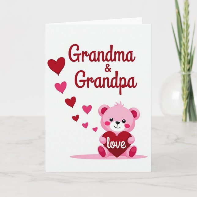 Grandma Grandpa Love Heart Card (Front)