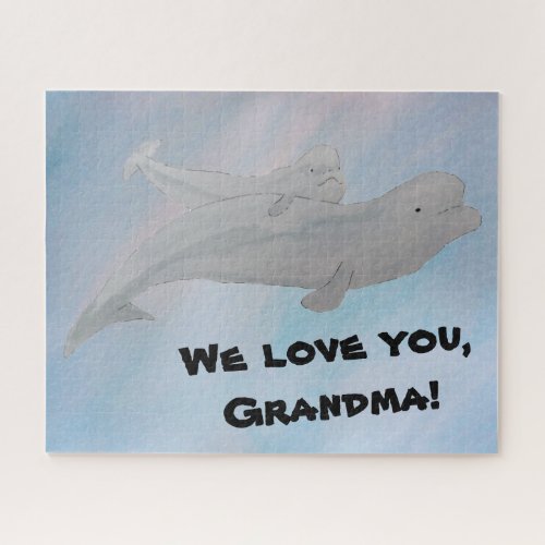 Grandma Grandpa Mother Baby Beluga Whale Jigsaw Puzzle