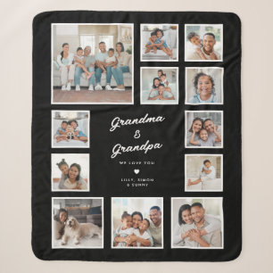 Grandma & Grandpa Multi Photo Collage Keepsake Sherpa Blanket