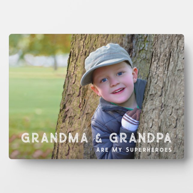 Grandma Grandpa "My Superheroes" Plaque with Easel (Front)