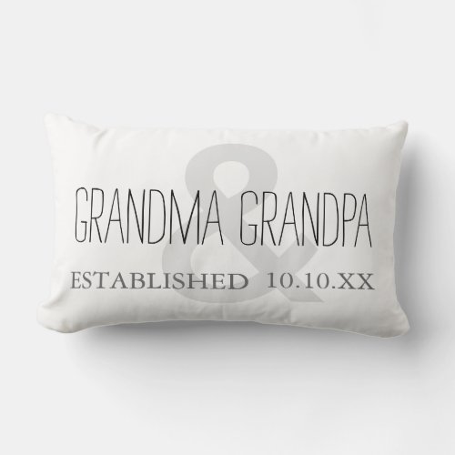 GRANDMA  GRANDPA New Grandparent Custom Date Lumbar Pillow