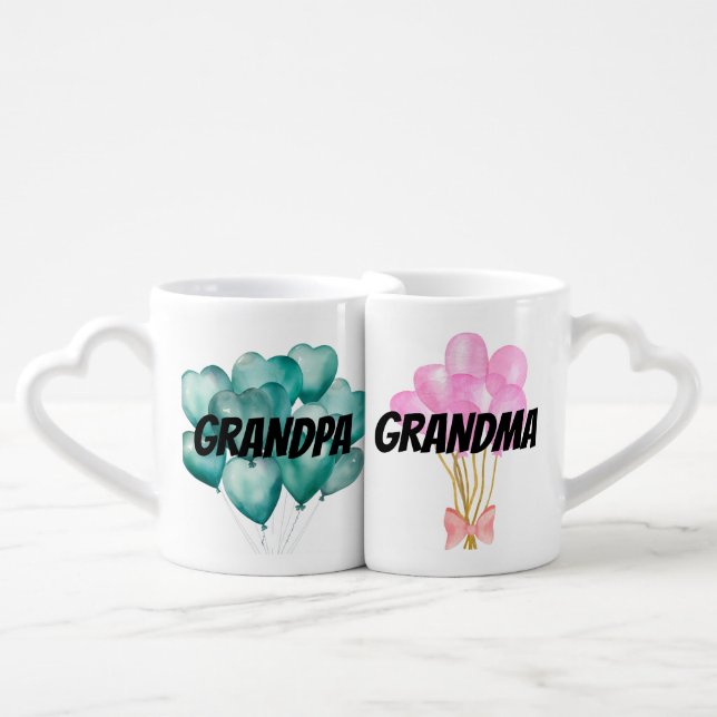 Grandma Grandpa Personalized Coffee Mug Set (Front Nesting)