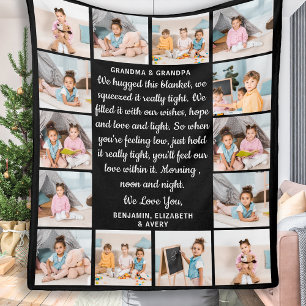 Grandma Grandpa Personalized Poem 14 Photo Collage Fleece Blanket