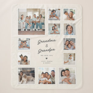 Grandma & Grandpa Photo Collage Gift – We Love You Sherpa Blanket