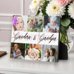 Grandma & Grandpa Photo Collage Plaque<br><div class="desc">Modern photo collage photo plaque features 6 photos of grandchildren and typography script grandma & grandpa we love you. Personalize with your photos.</div>
