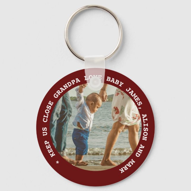 GRANDMA GRANDPA PHOTO FAMILY Gifts Under $4 Keychain (Front)