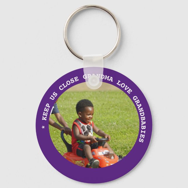GRANDMA GRANDPA PHOTO Grandchild Gifts Under $4 Keychain (Front)