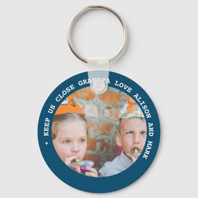 GRANDMA GRANDPA PHOTO GrandKIDS Gifts Under $4 Keychain (Front)