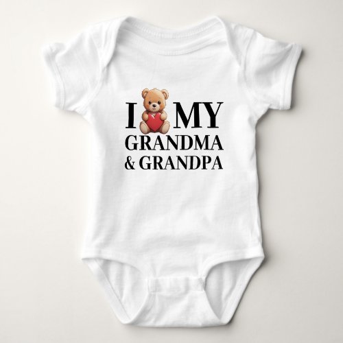 Grandma Grandpa Teddy Bear Love Baby Bodysuit