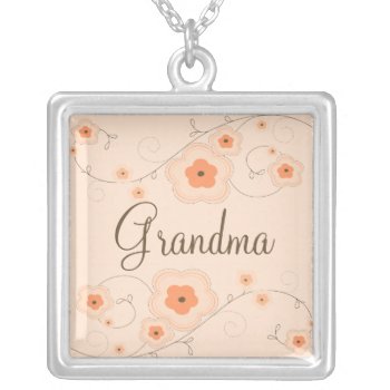 Grandma Grandparent Necklace Peach Floral by celebrateitgifts at Zazzle