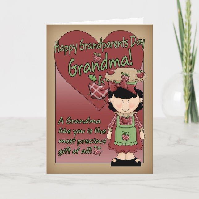 Grandma Grandparents Day Card - Little Apple Lady (Front)
