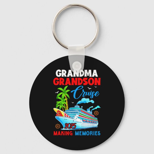 Grandma Grandson Cruise 2025 Memories Christmas Fa Keychain (Front)