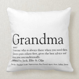 Grandma, Granny Definition Black and White Large Throw Pillow