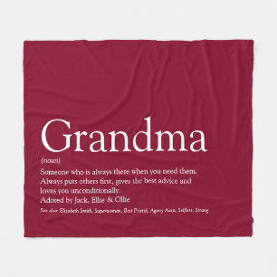 Grandma Granny Definition Burgundy Modern Fun Fleece Blanket