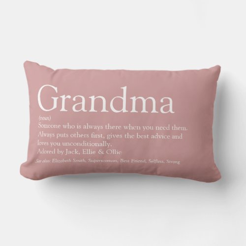 Grandma Granny Definition Dusty Rose Pink Lumbar Pillow