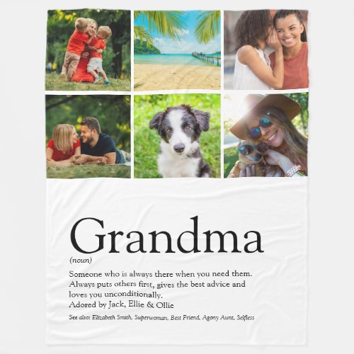 Grandma Granny Definition Photo Collage Fleece Blanket