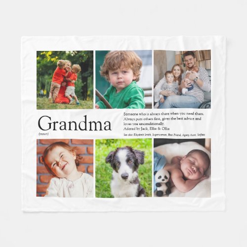 Grandma Granny Definition Photo Collage Fleece Blanket