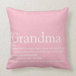 Grandma Granny Definition Saying Pink Large Throw Pillow