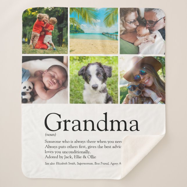 Grandma, Granny Grandmother Definition 6 Photo Sherpa Blanket (Front)