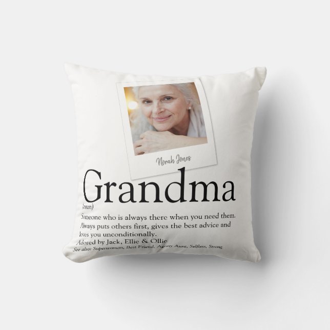 Grandma Granny Grandmother Definition Modern Photo Throw Pillow (Front)