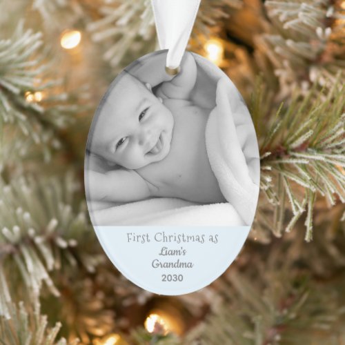 Grandma GSon 1st Christmas Personalized Photo Name Ornament