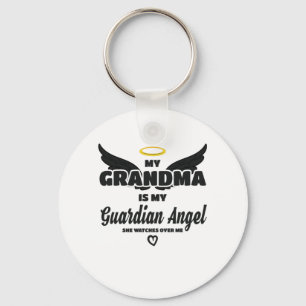 Grandma Guardian Angel Watches Over Me In Memory Keychain