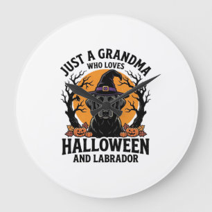 Grandma Halloween Labrador Funny Vintage_1 Large Clock